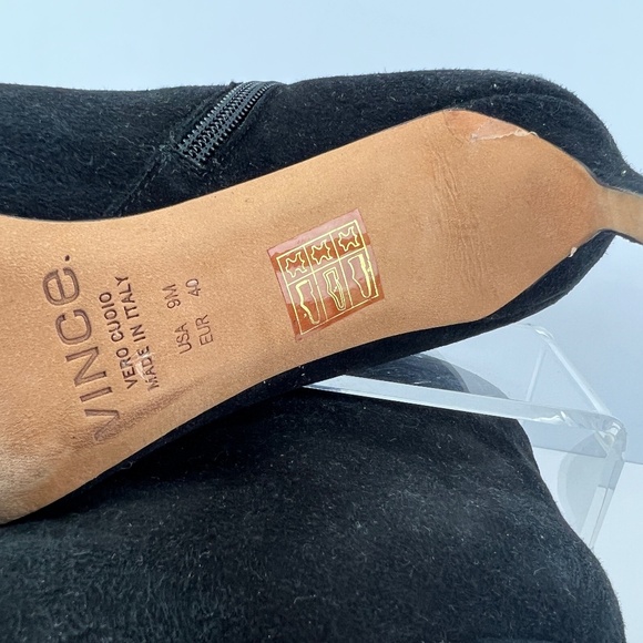 Vince Black Suede Heeled Booties Womens Size 9 - Picture 7 of 7